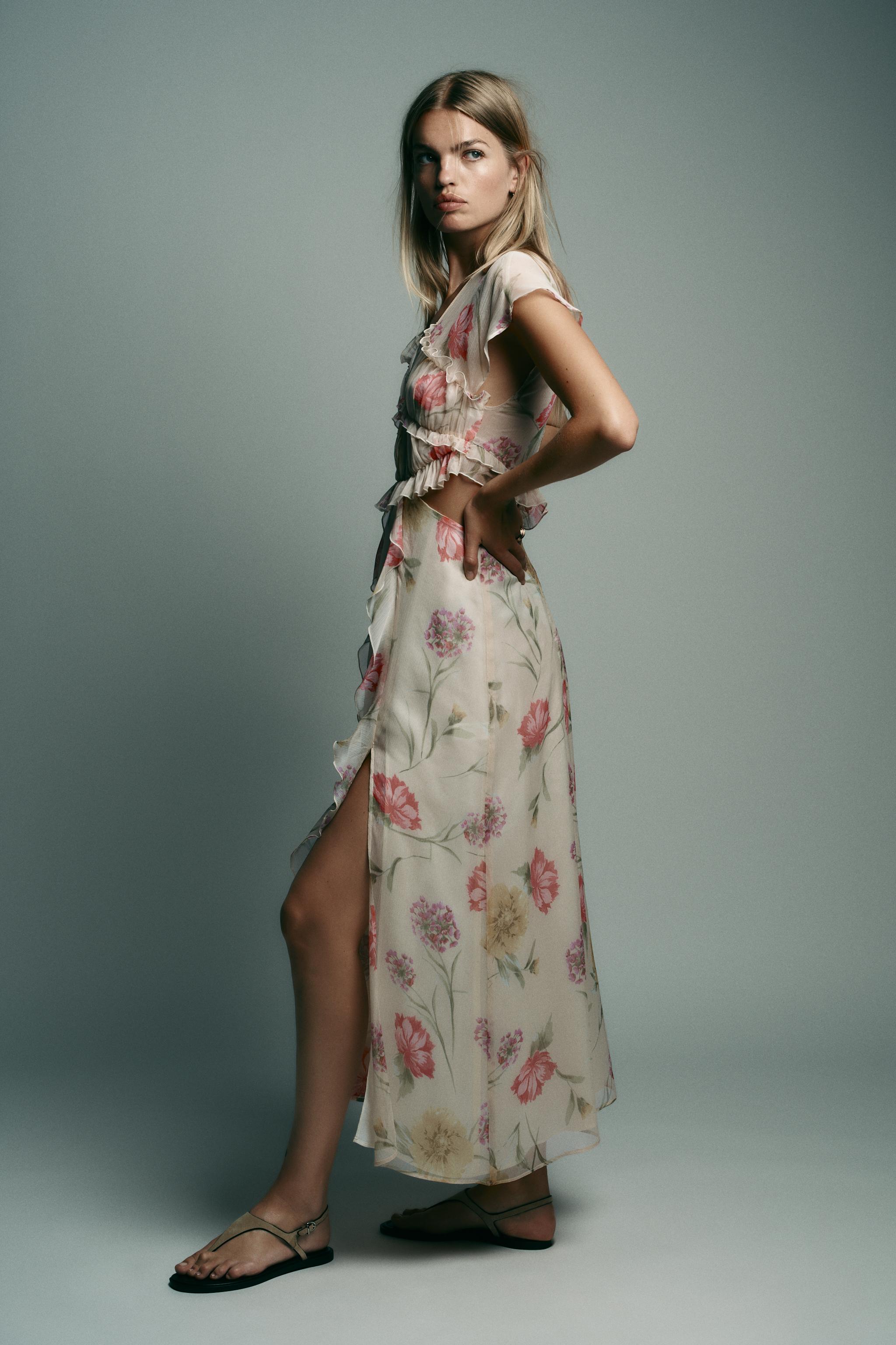 FLORAL PRINT CUT OUT MIDI DRESS